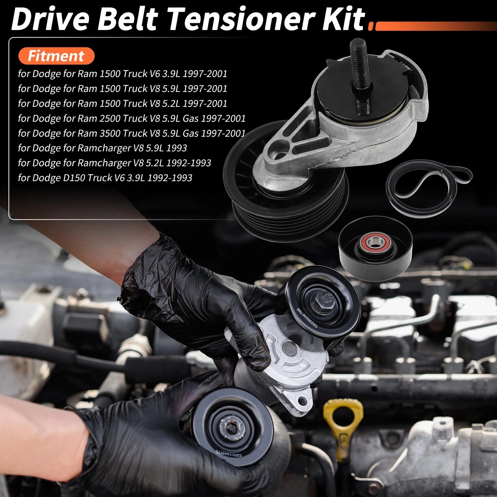 Set of 1 Drive Belt Tensioner Kit for Dodge Ram 1500 (1997–2001) No. 53010158AB