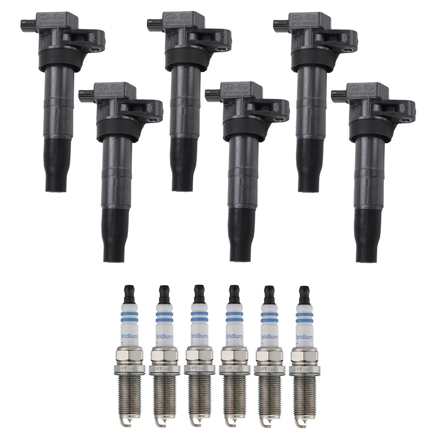 Set of 6 Ignition Coils & Spark Plugs for Kia Borrego 3.8 V6 (2009–2011)