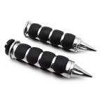 Chromed Spike 1" Rubber Handlebar Grips for Harley Chopper Bobber Touring