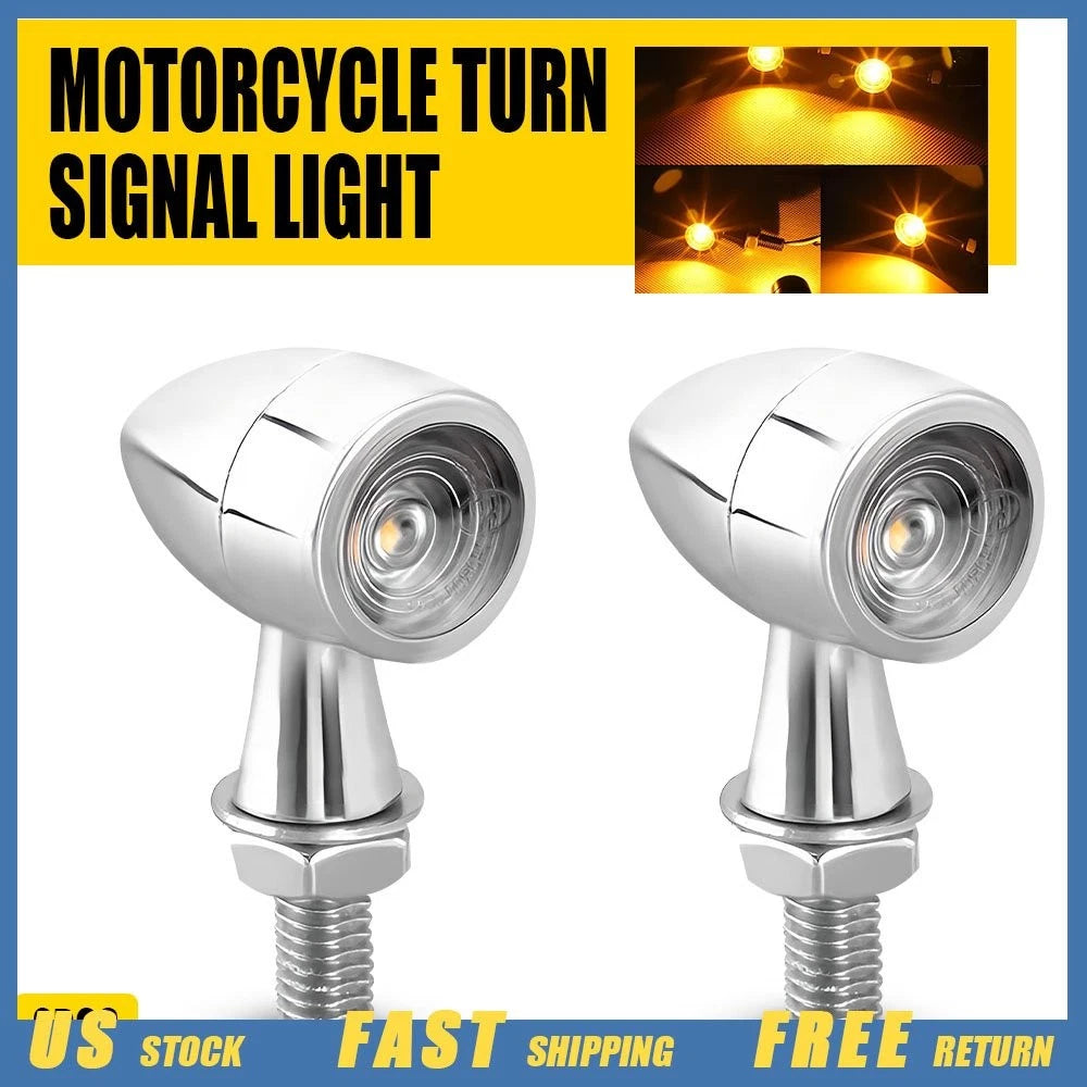 2X LED Bullet Amber Brake DRL Blinker Turn Signal Light for Motorcycle
