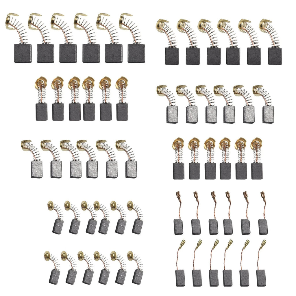 Set of 60 Electric Motor Carbon Brushes for Power Tools (10 Sizes)