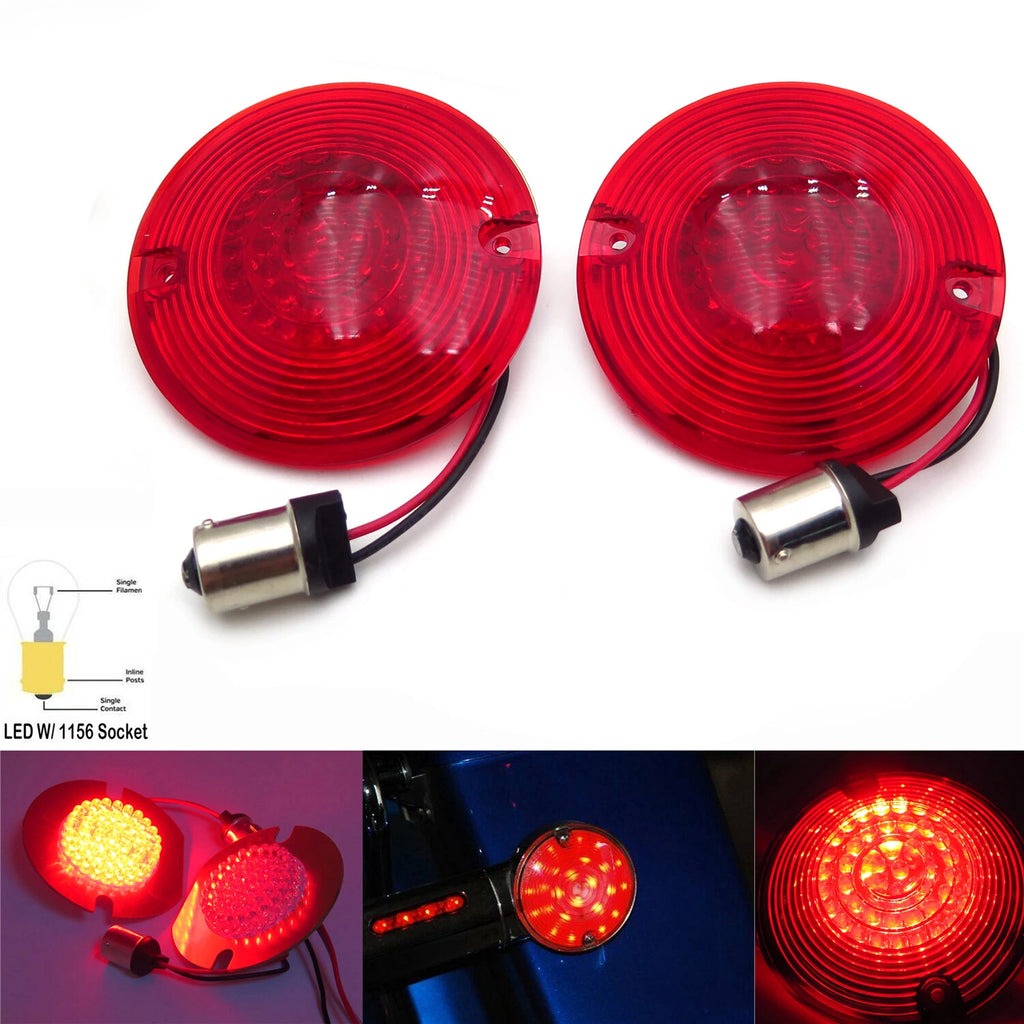 2X 3" Red Turn Signal 1156 LED Inserts for Harley Touring