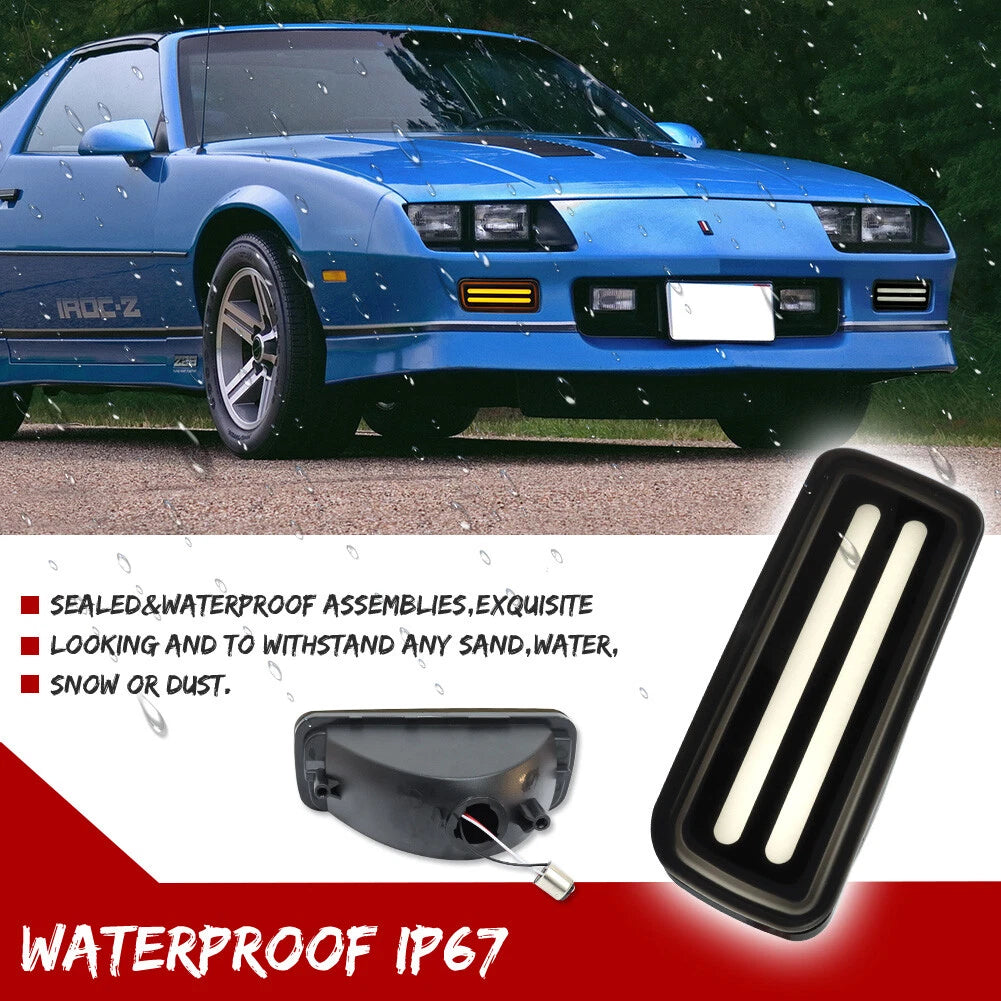 2 Smoke Switchback LED Turn Signal Corner Lights for Chevy Camaro (1985–1992)