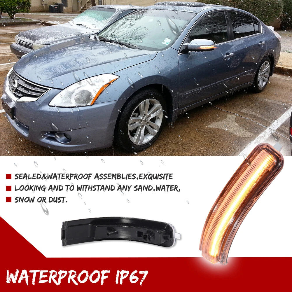 Clear Amber LED Side Mirror Signal Lights for Nissan Maxima (2009–2014)