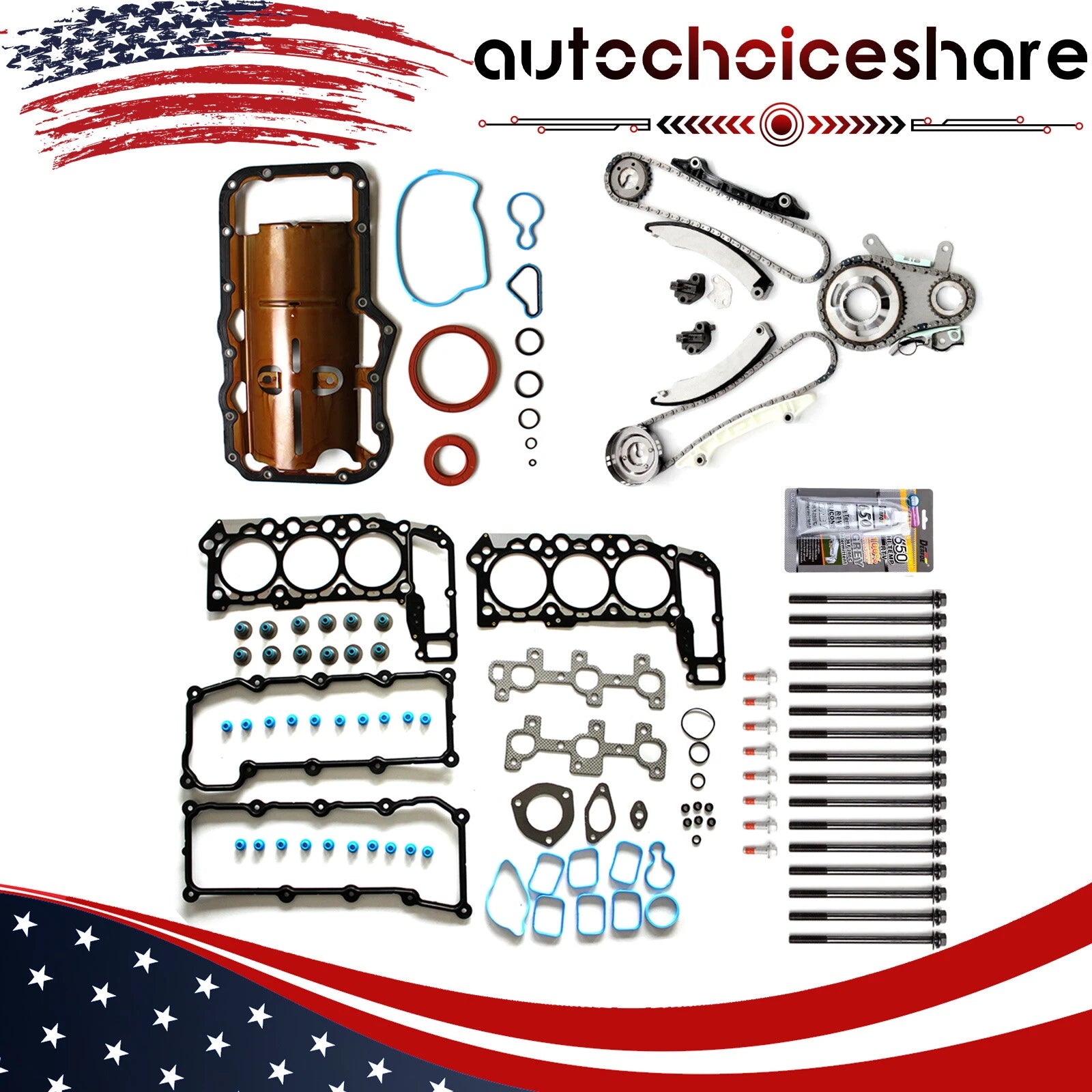 Full Gasket Set and Timing Chain Kit for Jeep Liberty (2002–2003)