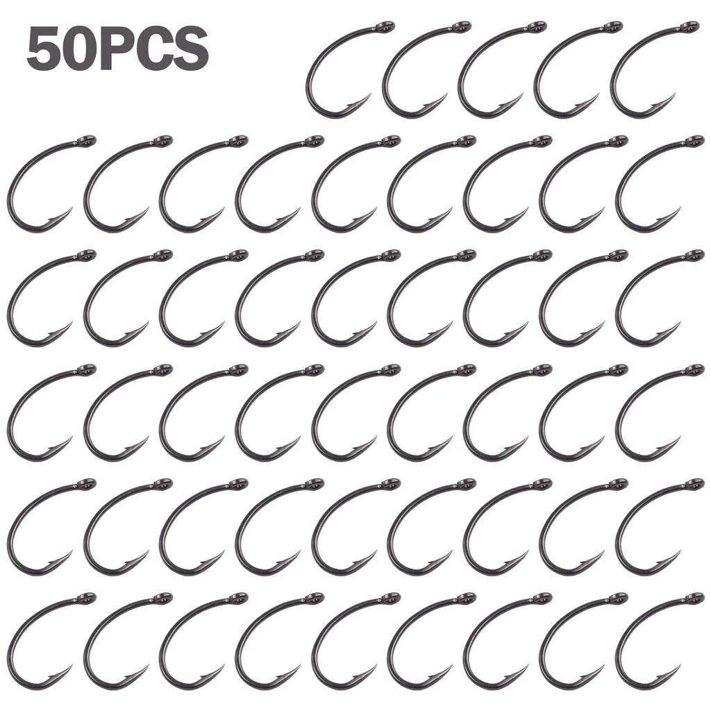 50pcs Curve Shank Hair Rigs for Carp Fishing