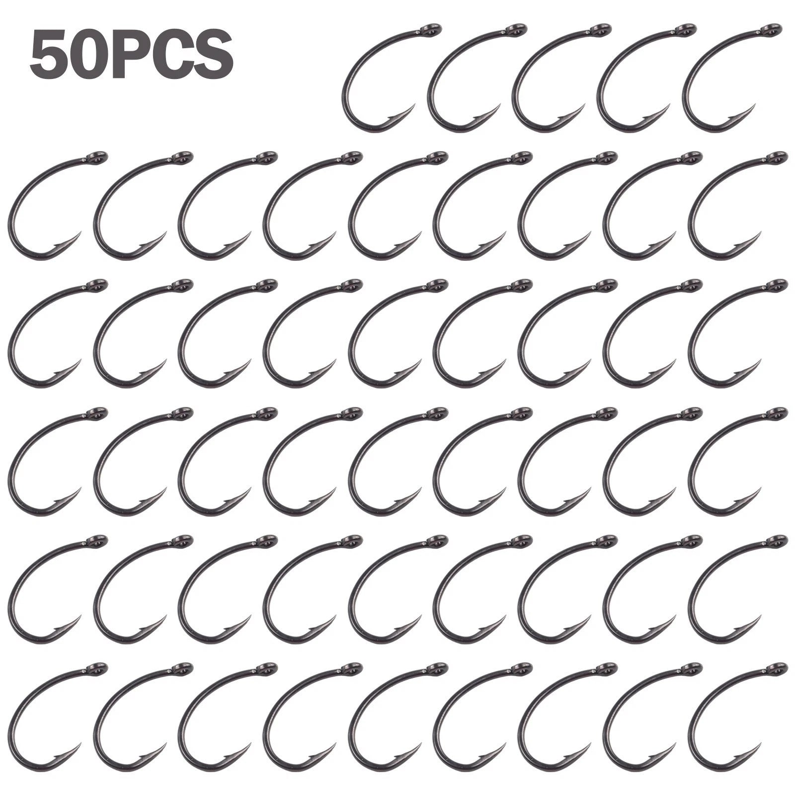 50pcs Curve Shank Hair Rigs for Carp Fishing