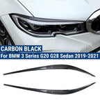 Carbon Look Headlight Eyelid Eyebrow Trims for BMW 3 Series G20 G28 (2019–2021)