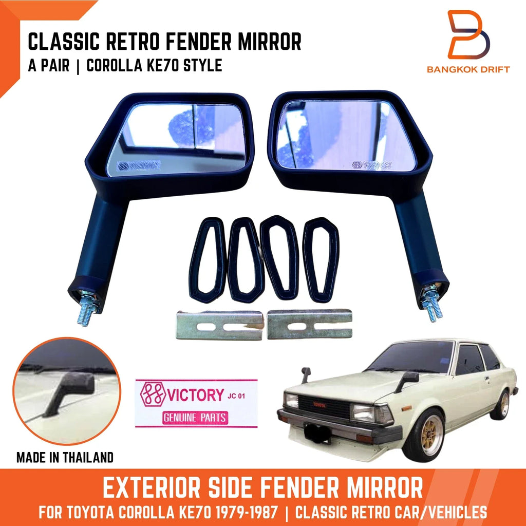 Classic Retro Matte Black Fender Side Mirror for Universal Car Truck Ute Pickup