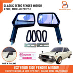 Classic Retro Matte Black Fender Side Mirror for Universal Car Truck Ute Pickup