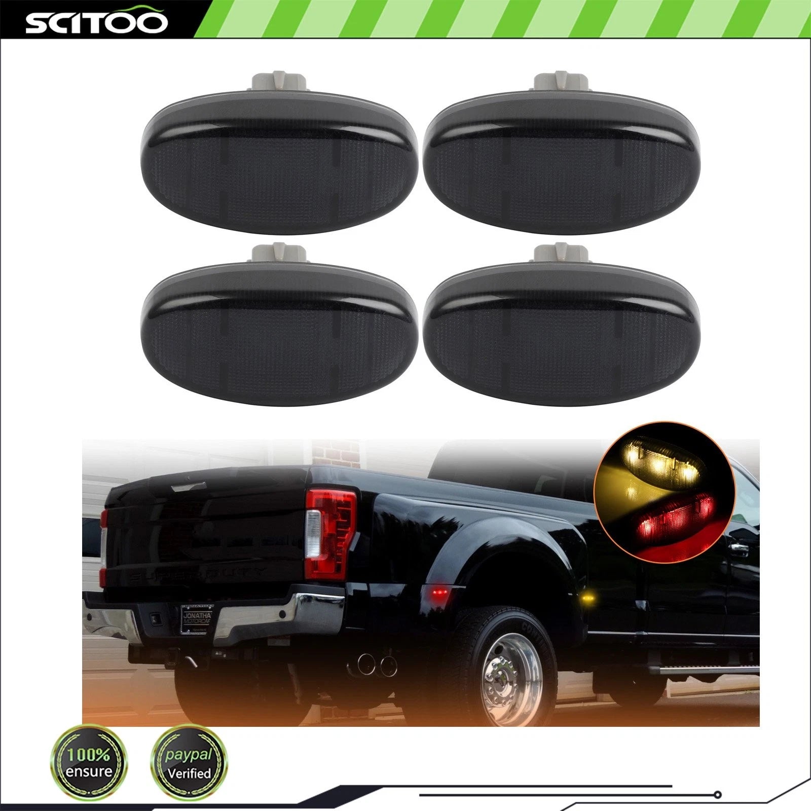 4X LED Fender Side Marker Lights for Ford F250 F350 Super Duty (2011–2016)