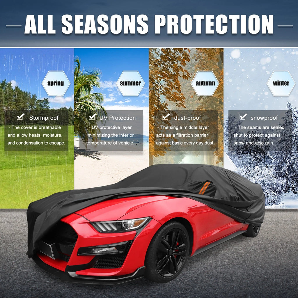 Waterproof Aluminum Film Car Cover for Ford Mustang (2021) - Black