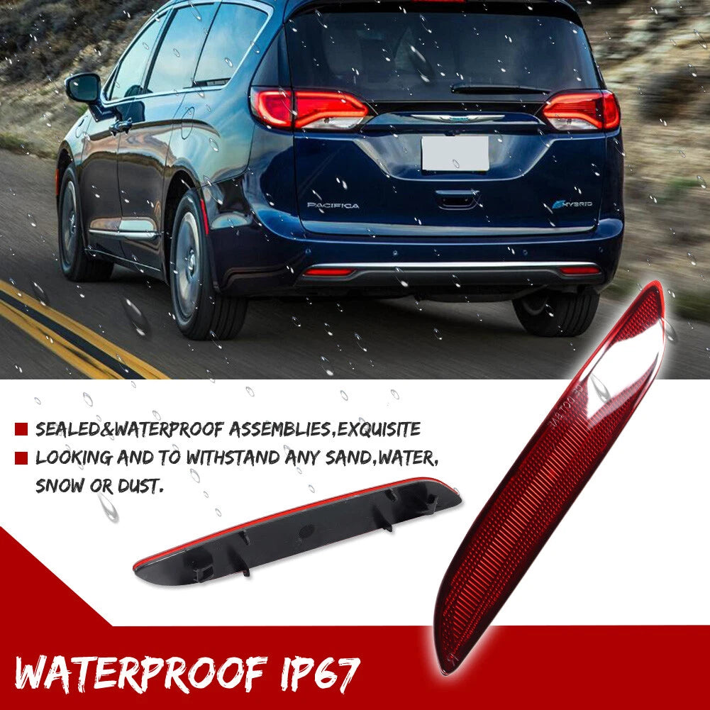2X Red Lens Rear Bumper Reflectors for Chrysler Pacifica Voyager (2017–2025)