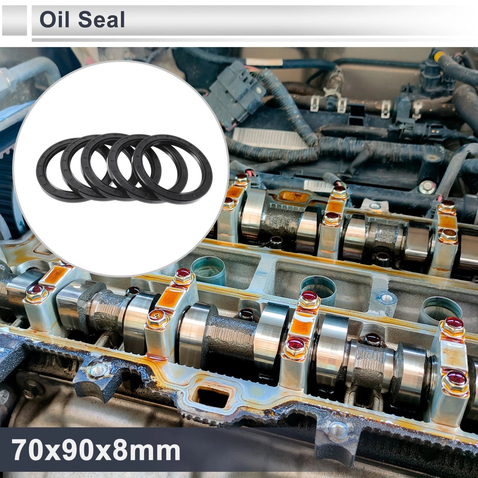 Set of 5 Oil Seal Rotary Shaft Seal for Various Models (70x90x8mm)