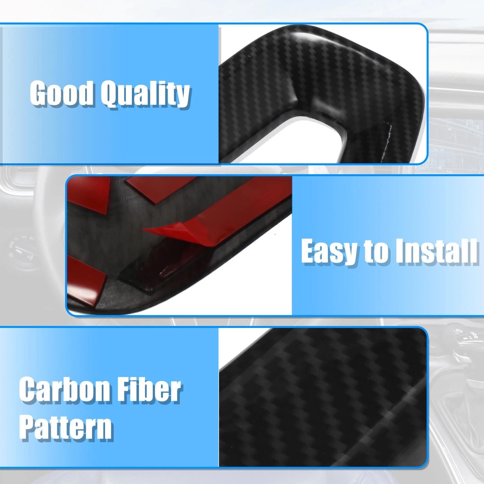 Set of 2 Black Inner Steering Wheel Cover Trim for Dodge Challenger Charger (2015–2020)