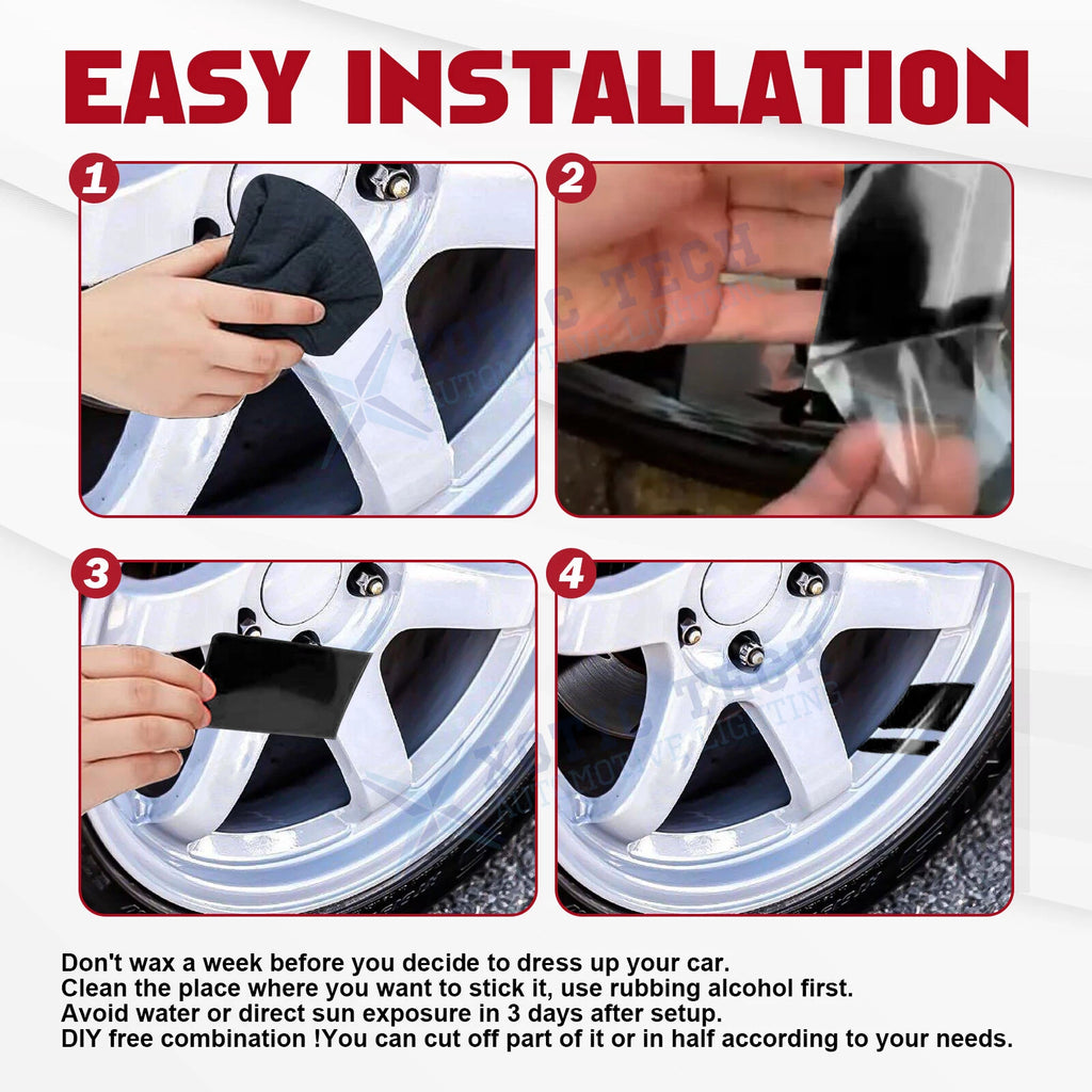 Universal Front Fender Hood Rearview Mirror and Wheel Hub Rim Stickers (---)