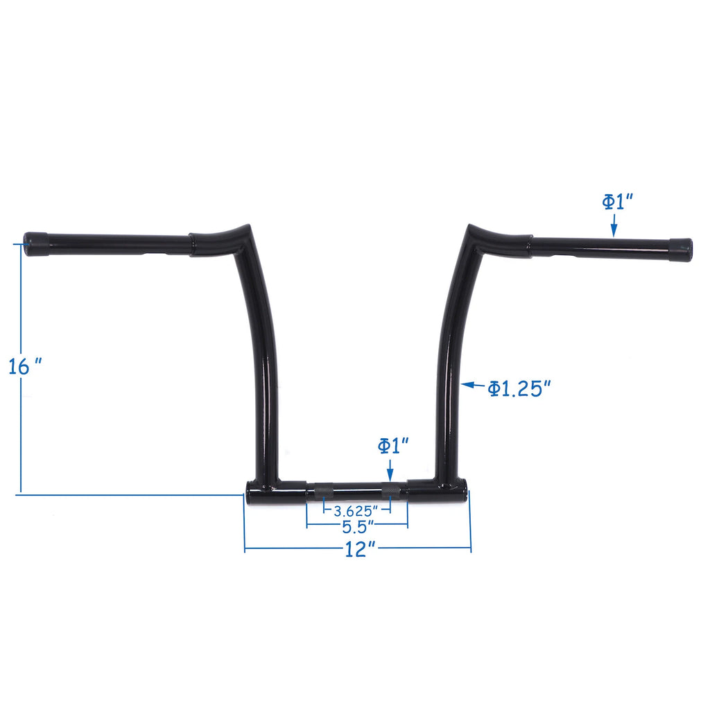 16" Black Fat Chizeled Handlebar for Harley Softail (2018–Present), Road King (1995–Present)