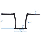 16" Black Fat Chizeled Handlebar for Harley Softail (2018–Present), Road King (1995–Present)
