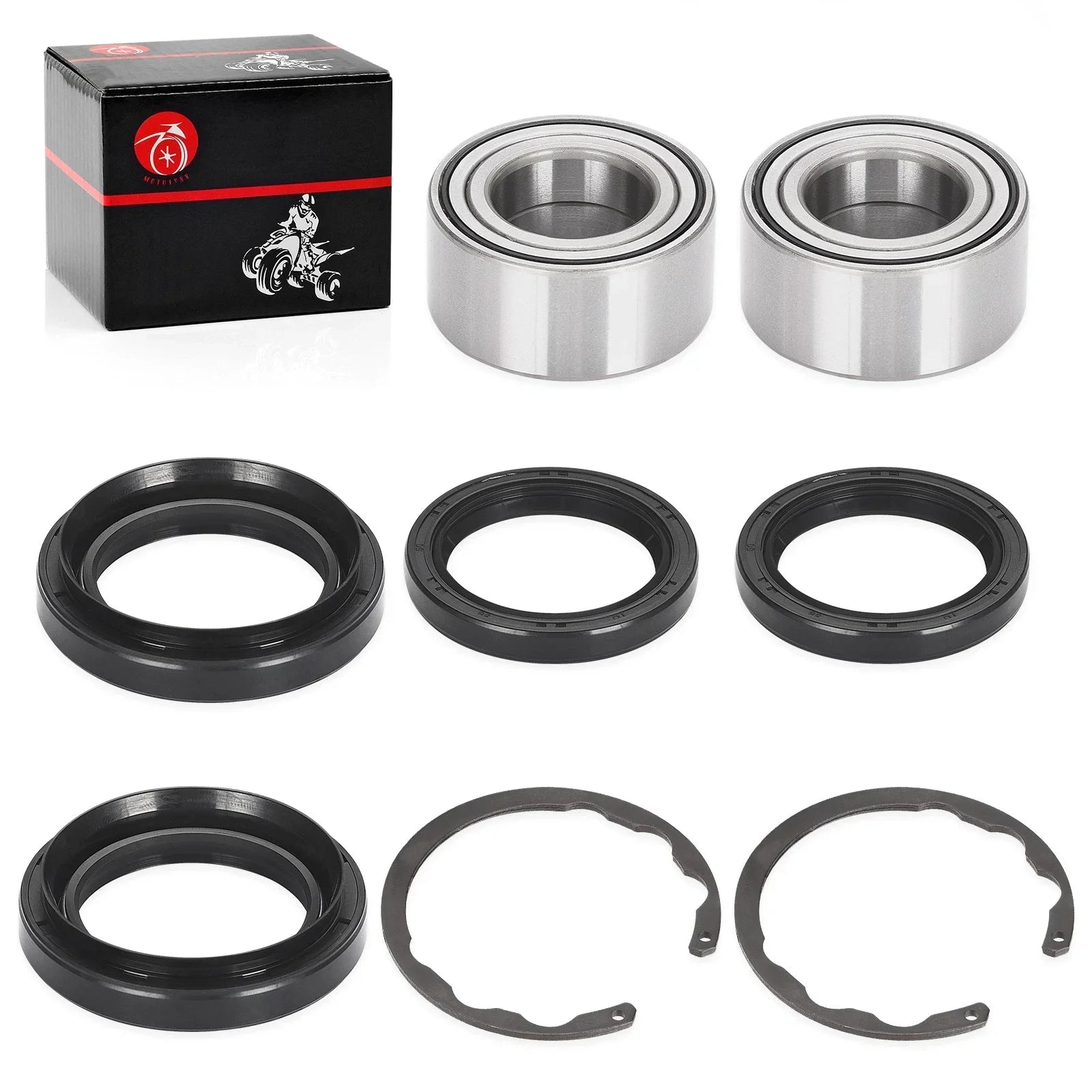 2Pcs Front Wheel Bearing & Seal Kit for Kawasaki Bayou 300/400 (1998–2008)