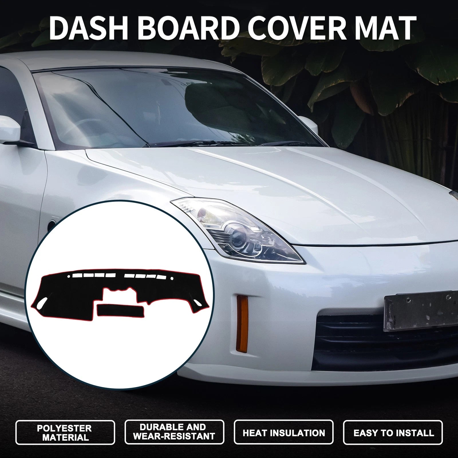 Dashboard Dash Cover Mat for Nissan Fairlady Z33 350Z (2002–2008) Black Red