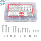 Set of 1112 Metric Machine Screws, Bolts, and Nuts Assortment Kit