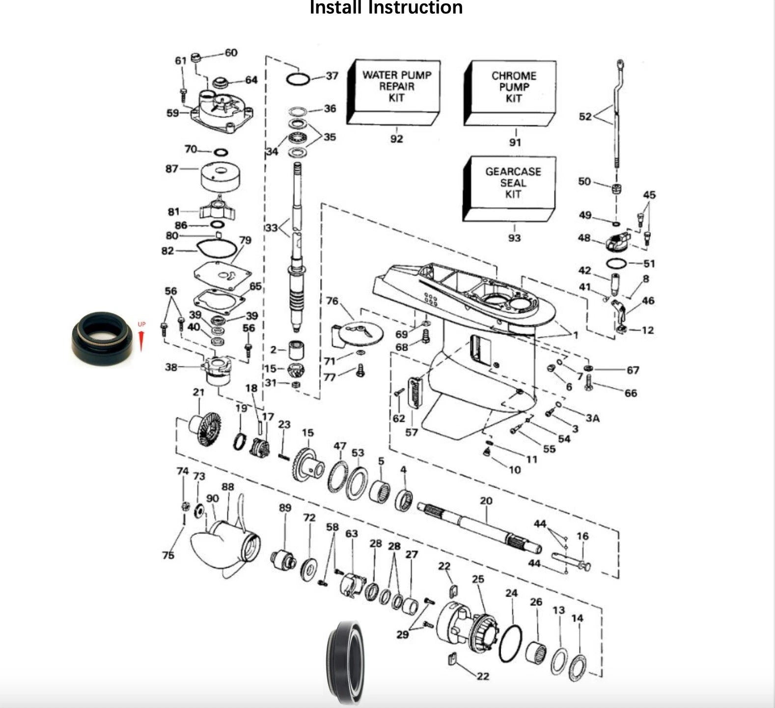 Gearcase Seal Kit for Johnson Evinrude Outboard (BRP 433550)