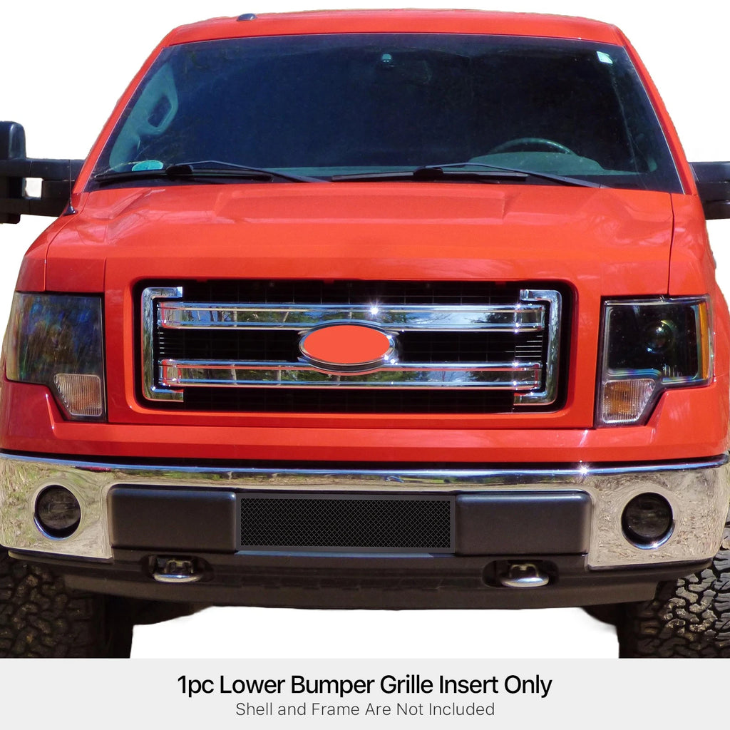 Lower Bumper Grille Insert for Ford F-150 (2009-2014) Black Mesh Stainless Steel