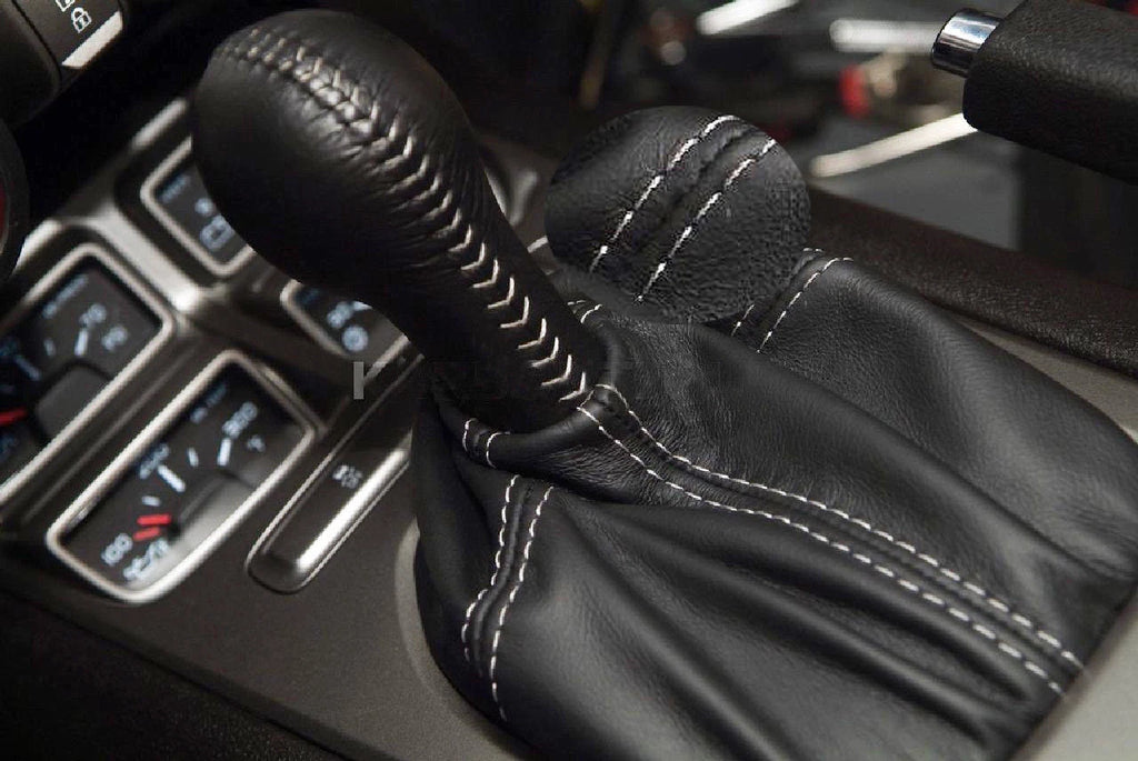 Shift Boot for Chevrolet Camaro (2010–2015) PVC Leather White Stitch