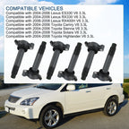 Set of 6 Ignition Coils for Toyota Sienna, Highlander, Lexus 3.3L V6 (2004–2010)