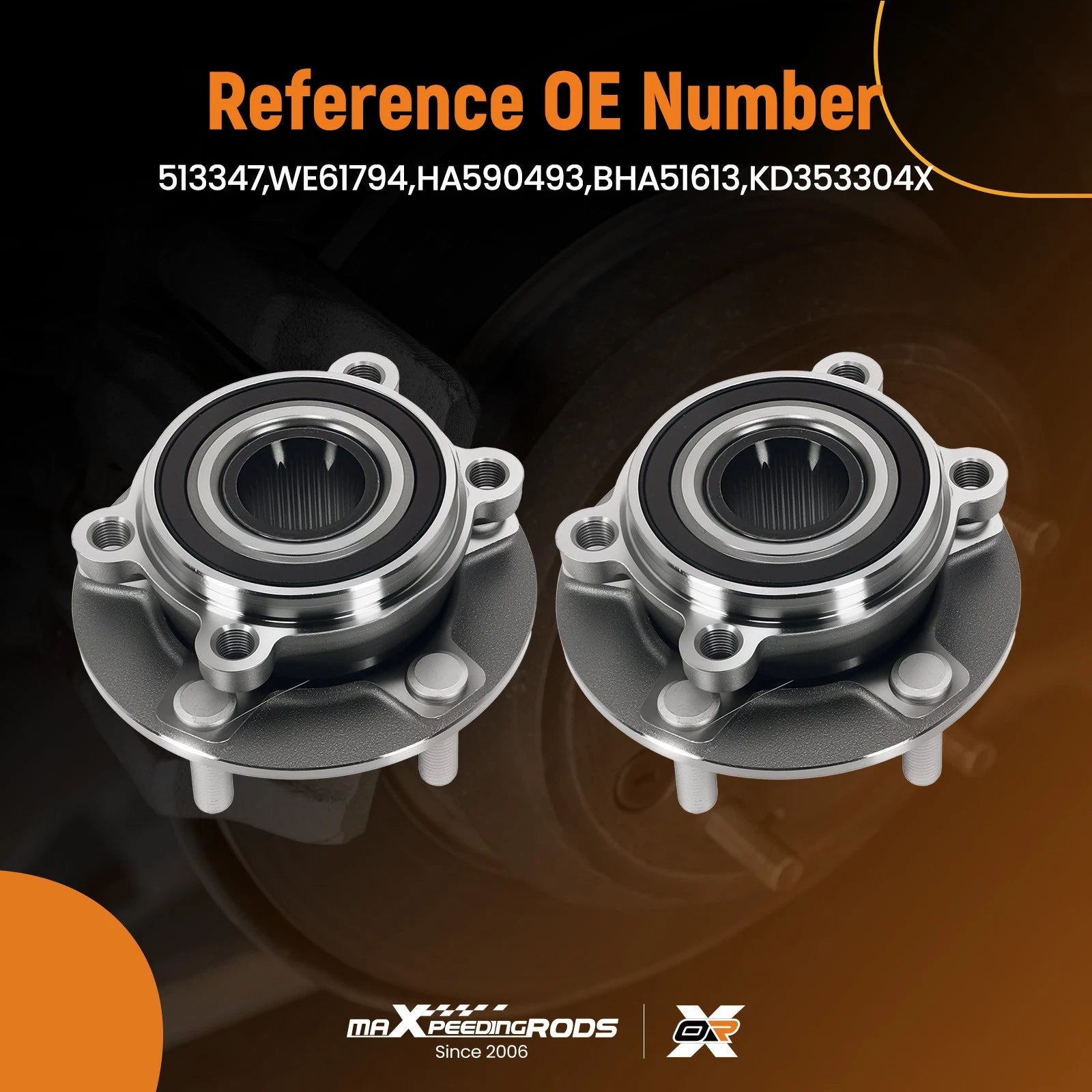 Set of 2 Front Wheel Bearing Hubs for Mazda 6 (2014-2021)