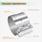 2X 4" Stainless Steel Catback Exhaust Lap Joint Band Seal Clamps Sleeve Coupler