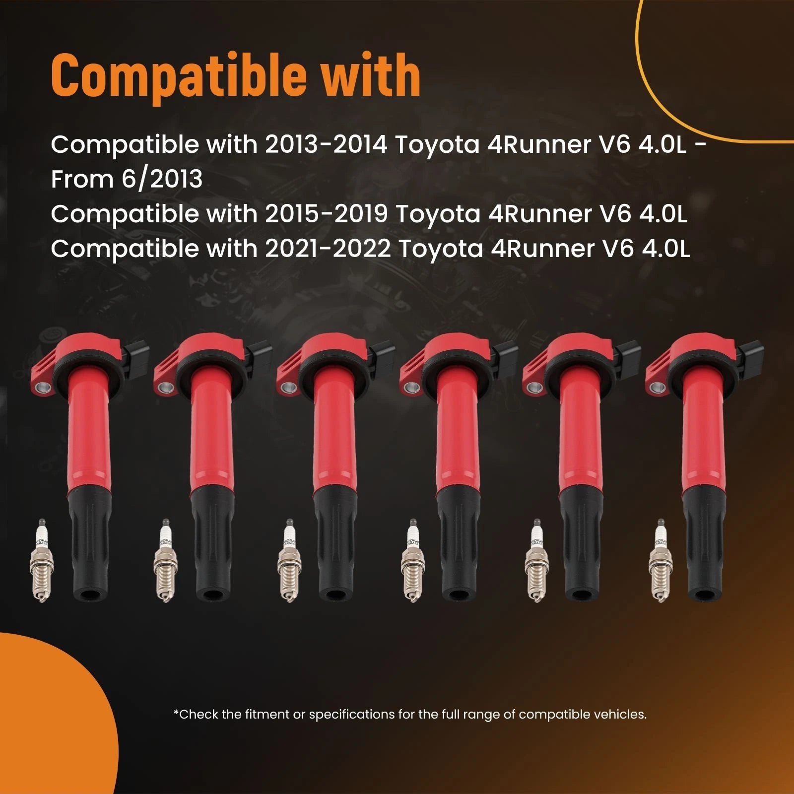 Ignition Coil and Iridium Spark Plug Set for Toyota 4Runner Tundra (2013–2014)