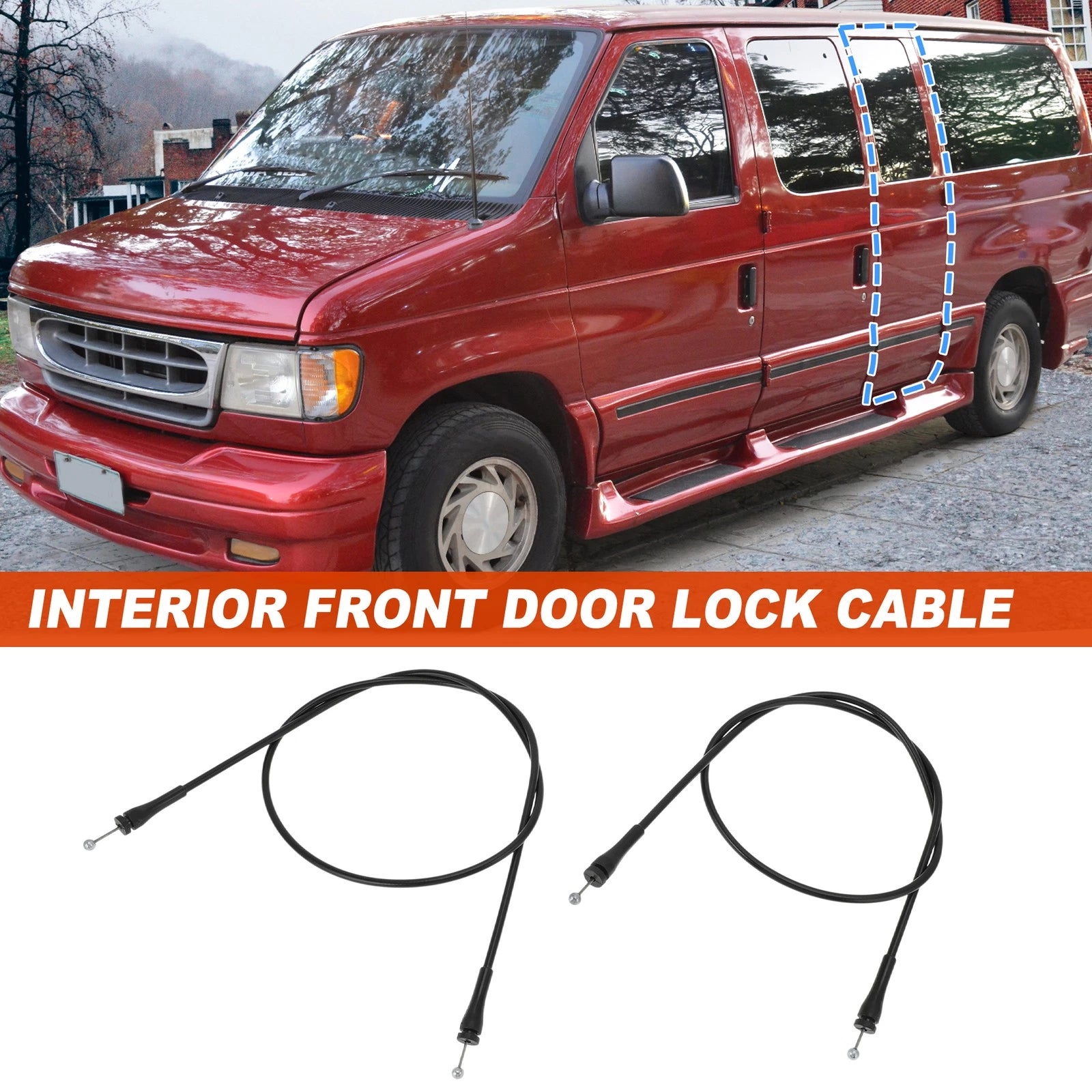 2pc Cargo Door Latch Release Cable for Ford E150 E250 E350 (2000–2014)