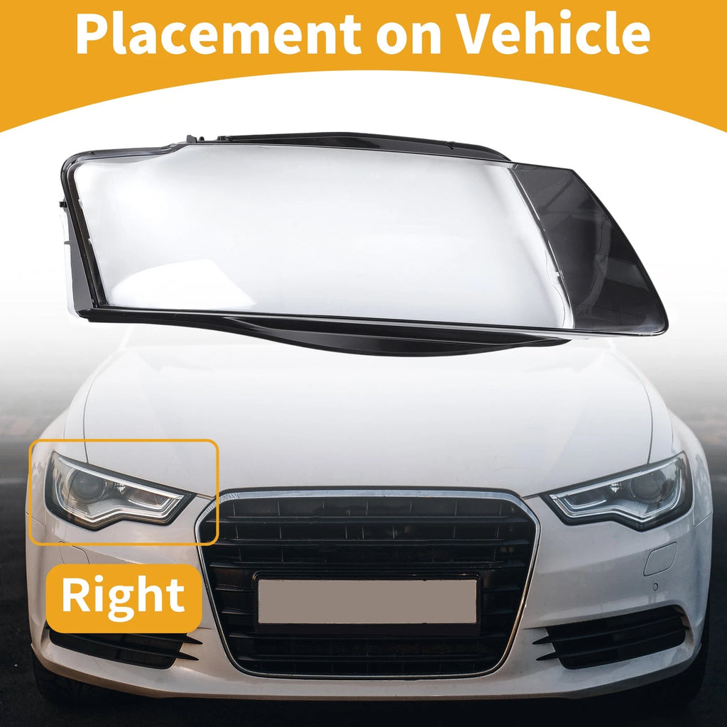 1 Pc Headlight Lens Cover for Audi A5 (2008–2012) Clear Black