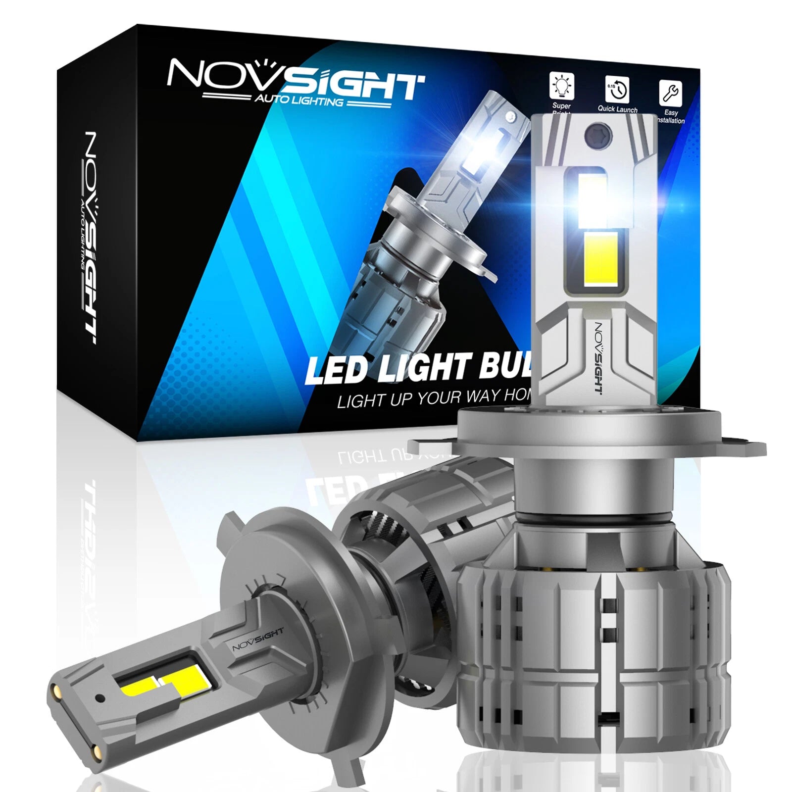 2X HB2 9003 H4 LED Headlight Bulbs for 6500K 200W 40000LM