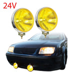 Set of 2 Round Chrome Yellow Halogen H3 24V 70W Fog Lights for Universal Fit