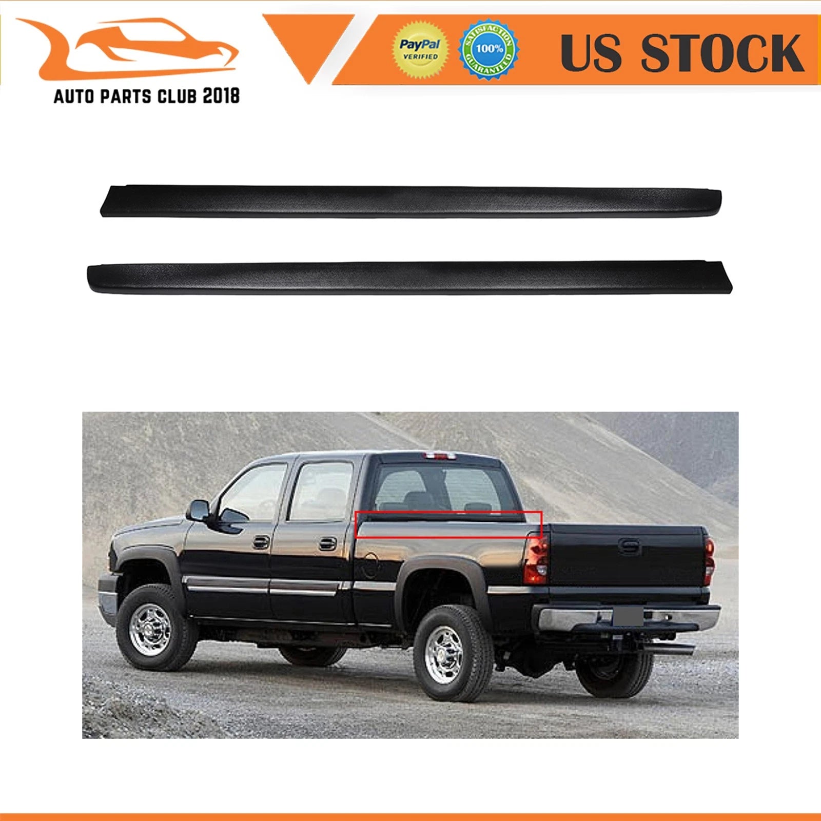 2pcs Bed Rail Caps for Chevy Silverado GMC Sierra (1999–2006) Smooth w/o Holes