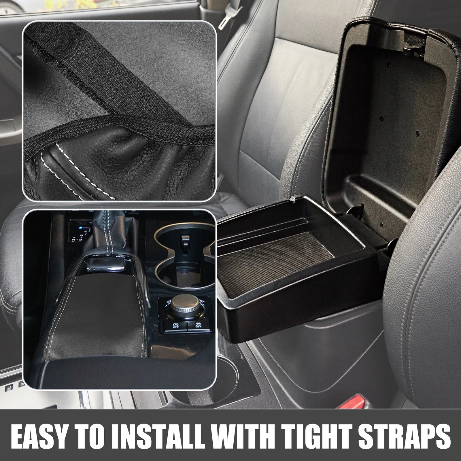Center Console Armrest Cover for Lexus RX350 (2015–2022) Black White Stitches