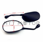 2X 10MM Black Oval Rearview Side Mirrors for Honda Suzuki Kawasaki