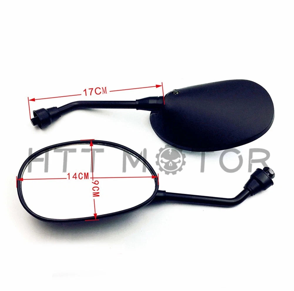 2X 10MM Black Oval Rearview Side Mirrors for Honda Suzuki Kawasaki