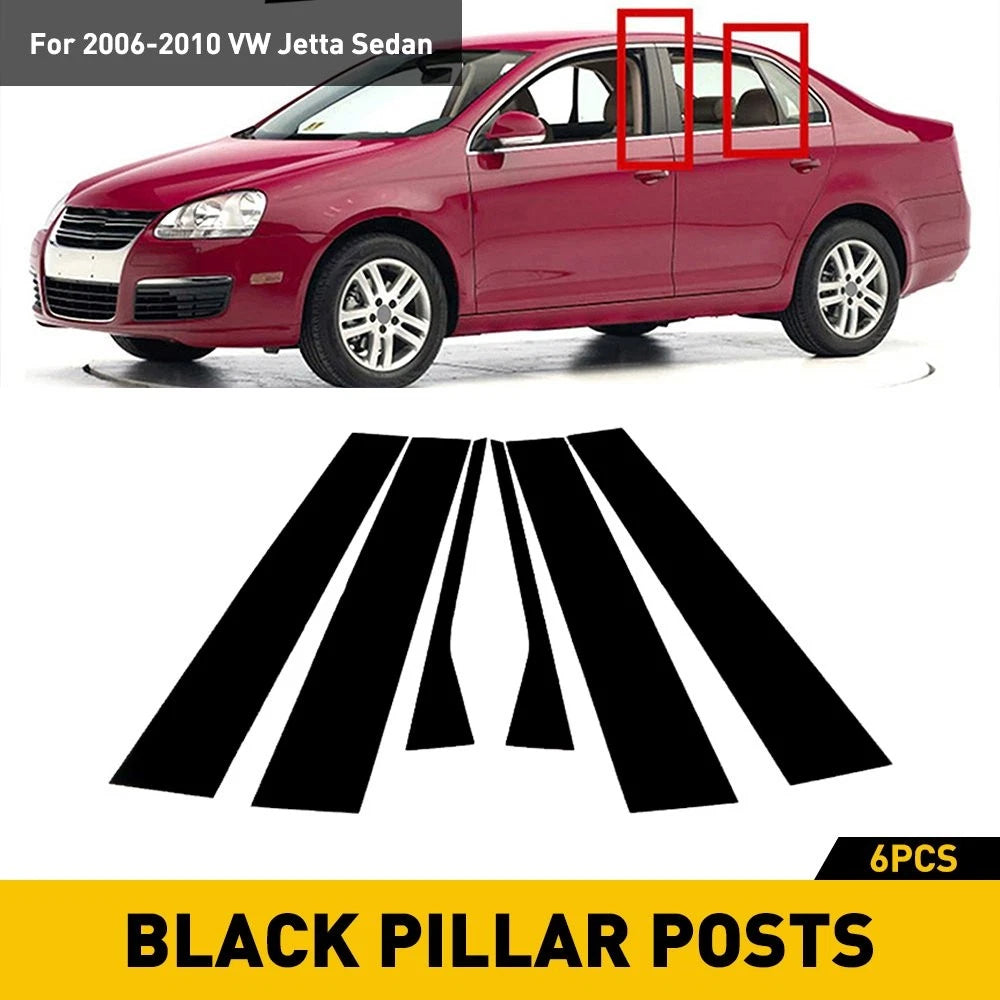 Car Door Pillar Post Trim Gloss Black for Volkswagen Jetta Sedan (2006–2010)