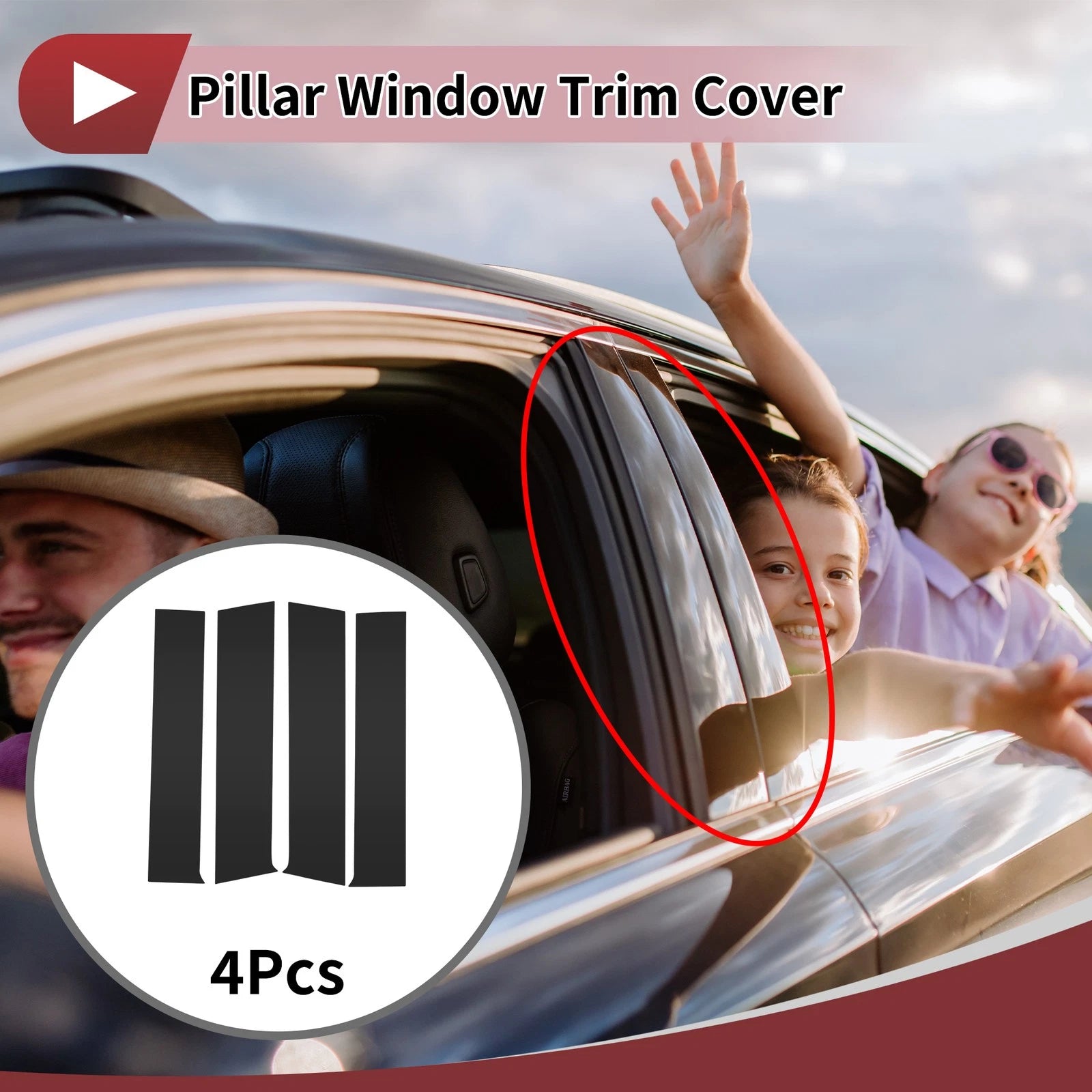Set of 4 Car Door Pillar Window Trim for Toyota Tacoma (2024–2025) Black