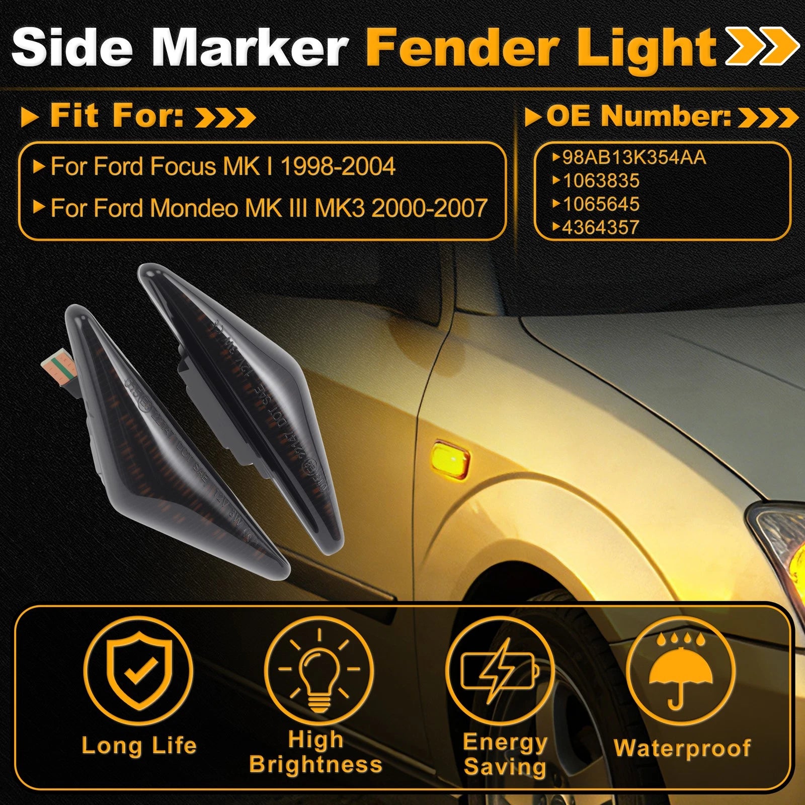 Side Marker Fender Light 98AB13K354AA/1063835 for Ford Focus (1998–2004)