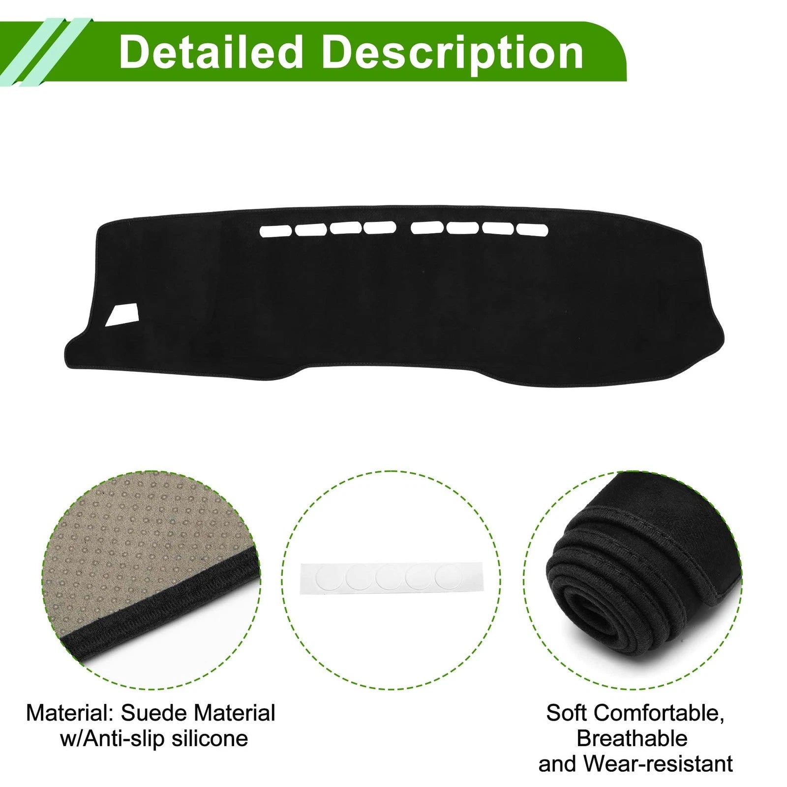 Dashboard Cover Mat for Toyota Hilux Gun125 (2017–2020) Black