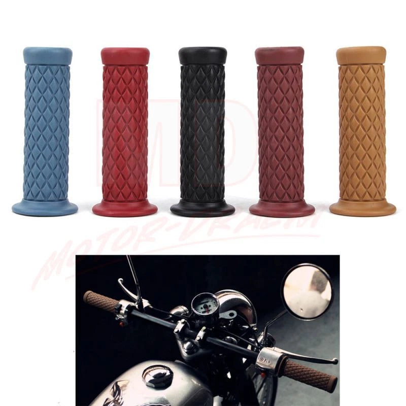 7/8" Rubber Handlebar Grips for Motorcycle Bike Cafe Racer ATV (Fits Various)