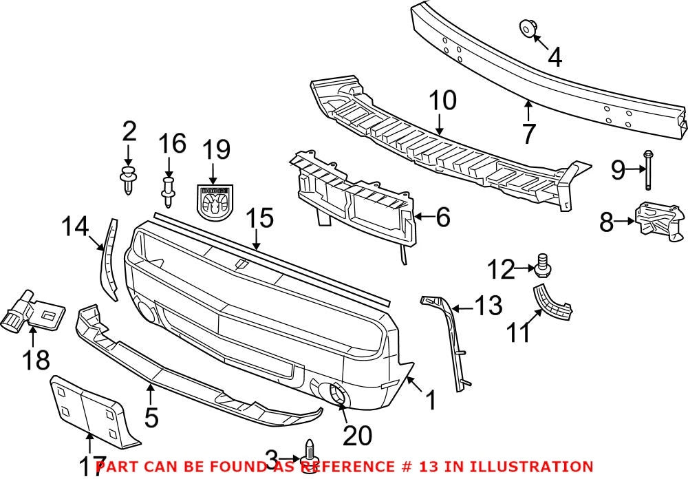 Front Driver Left Upper Bumper Mounting Bracket for Dodge Challenger (2015–2023)