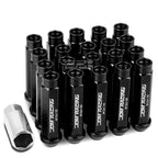 20x Open End M12x1.5 90mm Tall Black Aluminum Lug Nuts + Adapter
