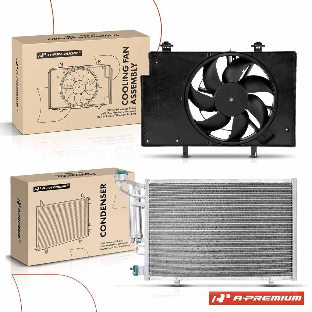 A/C Condenser & Cooling Fan Assembly for Ford Fiesta (2011–2013)