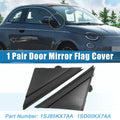 Left Right Wing Mirror Corner Covers Matte Black for Fiat 500 (2012-2019)