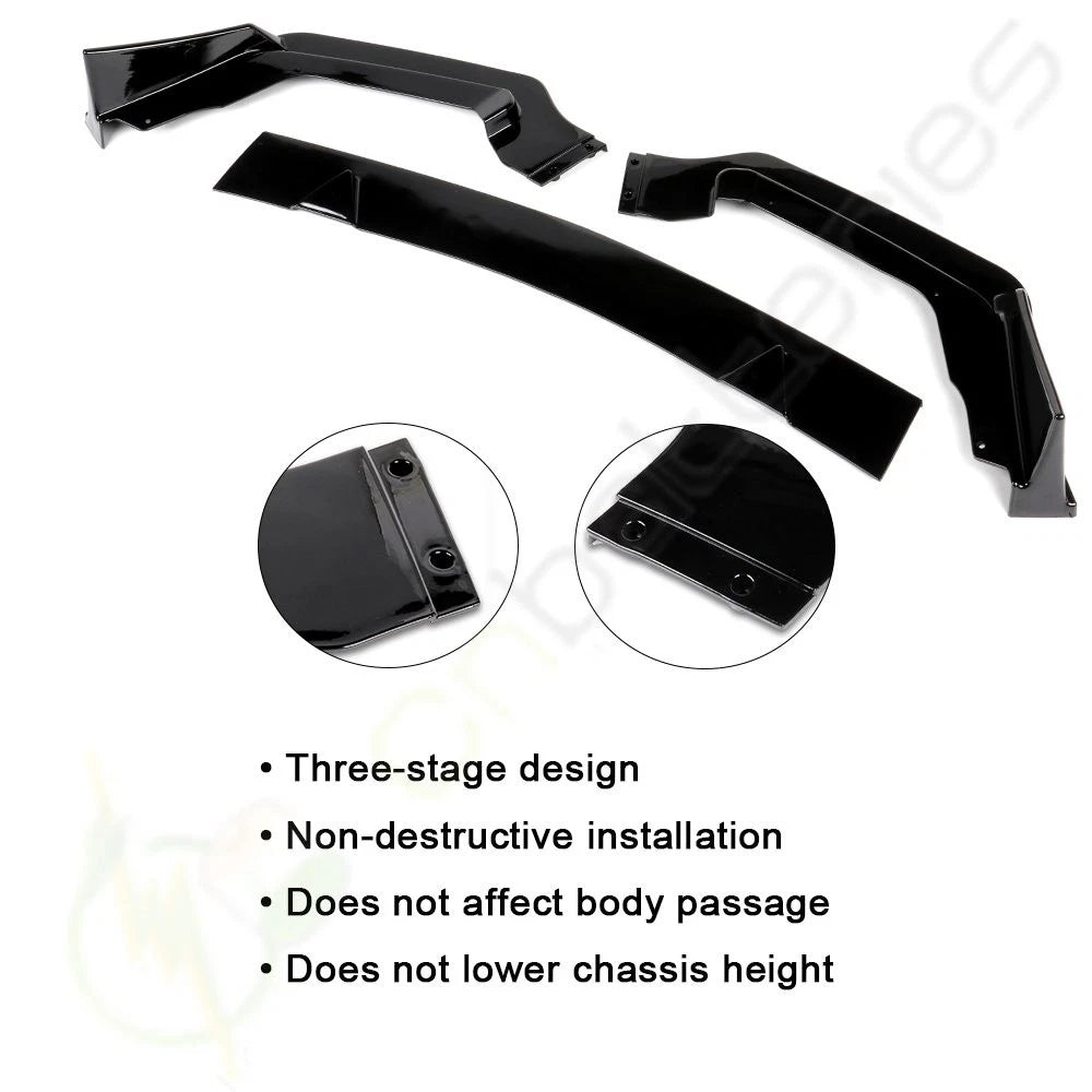 3PCS Front Bumper Lip for Infiniti Q50 (2014–2018) Painted Black